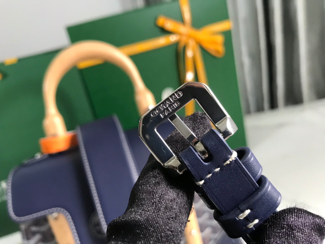 SA?GON PM BAG 28 IN NAVY BLUE GOYARDINE CANVAS AND CALFSKIN