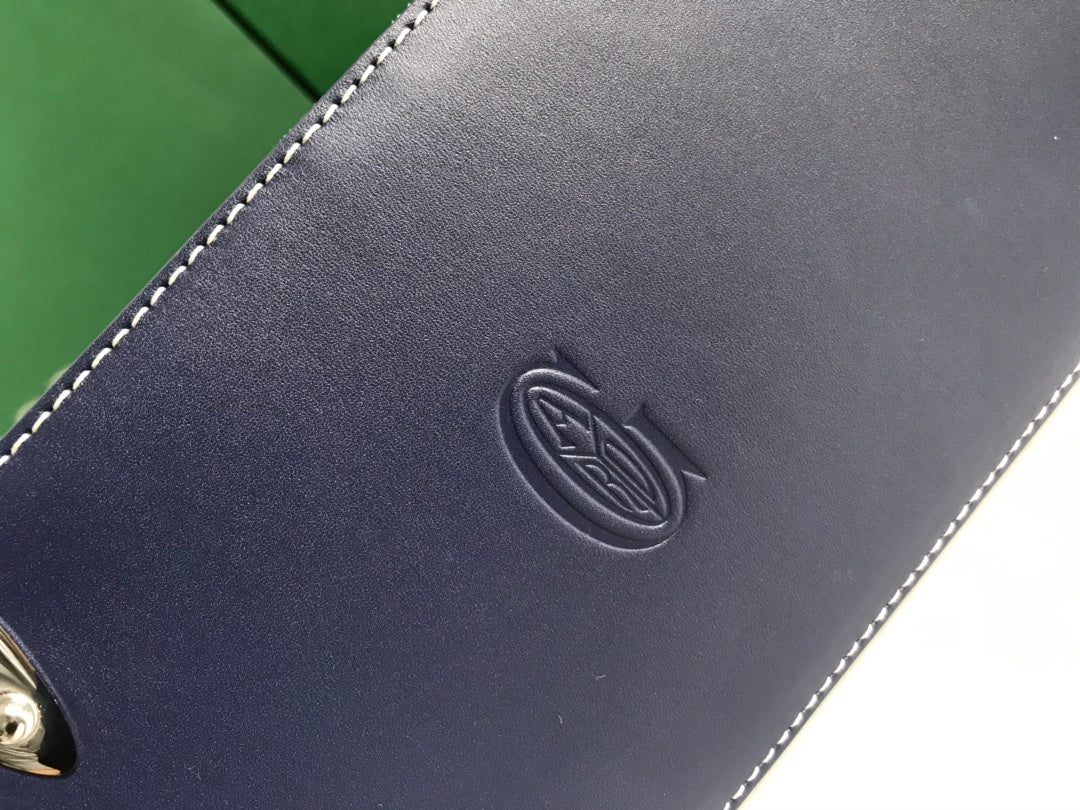 SA?GON PM BAG 28 IN NAVY BLUE GOYARDINE CANVAS AND CALFSKIN