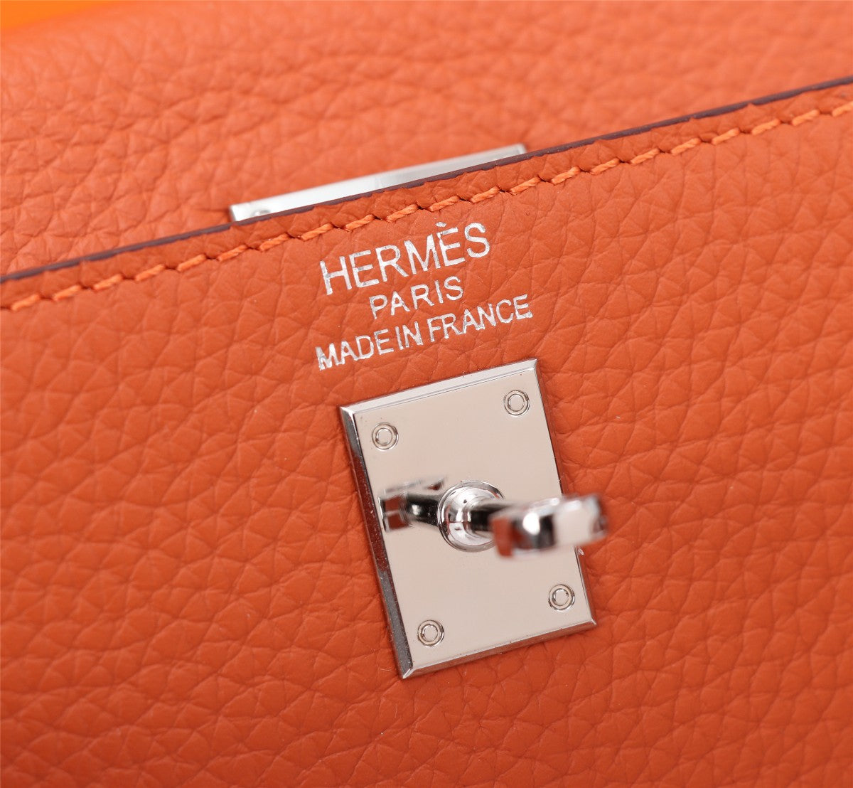 HM KELLY BAG 28 ORANGE TOGO SILVER HARDWARE