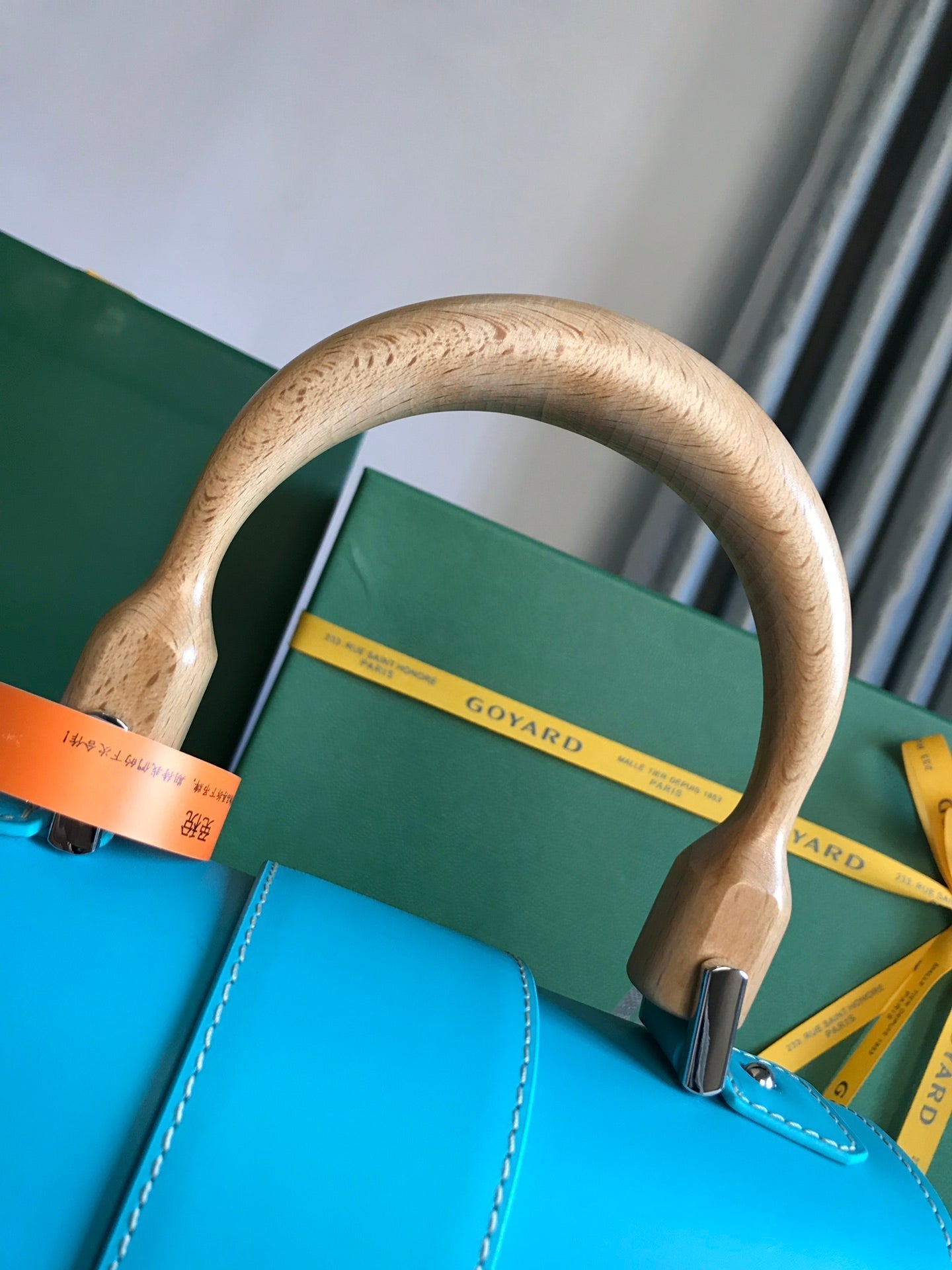 SA?GON PM BAG 28 IN LIGHT BLUE GOYARDINE CANVAS AND CALFSKIN