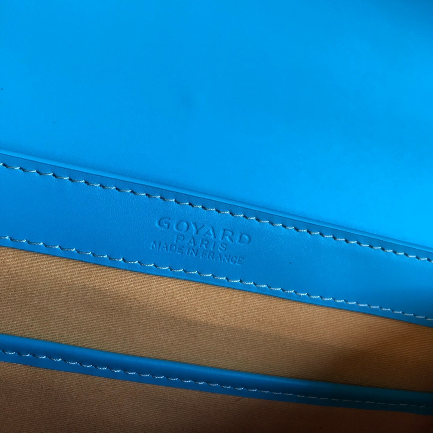 SA?GON PM BAG 28 IN LIGHT BLUE GOYARDINE CANVAS AND CALFSKIN