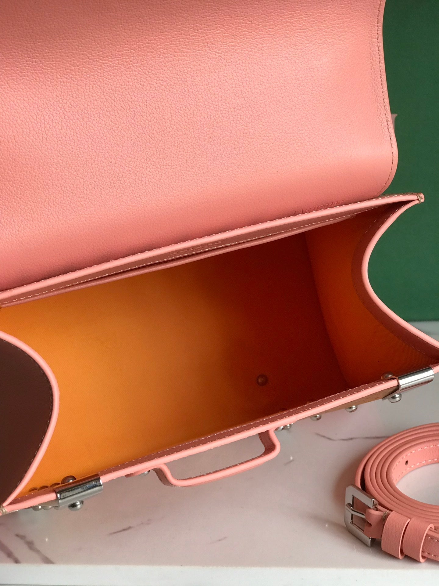 SA?GON PM BAG 28 IN BABY PINK GOYARDINE CANVAS AND CALFSKIN