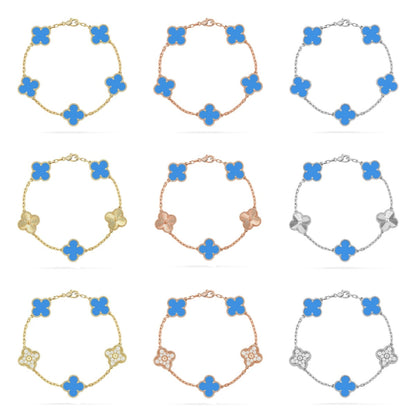CLOVER 5 MOTIF BLUE AGATE BRACELET COLLECTION