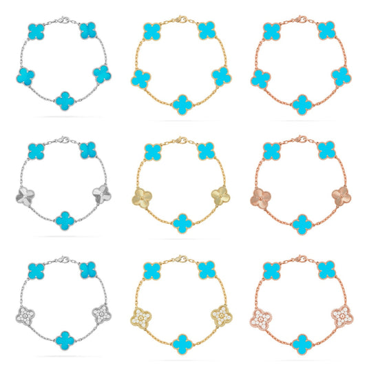 CLOVER 5 MOTIF TURQUOISE BRACELET COLLECTION