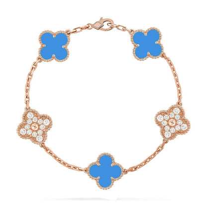 CLOVER 5 MOTIF BLUE AGATE BRACELET COLLECTION
