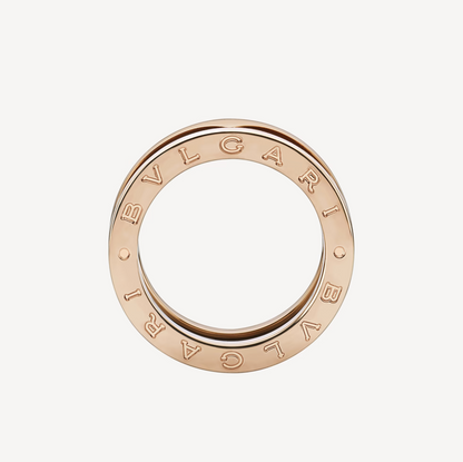 LUXEIFY ZERO 1 TWO-BAND LOOPS AND BLACK CERAMIC PINK GOLD RING