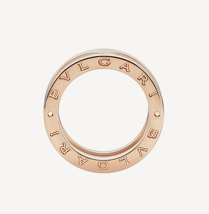 LUXEIFY ZERO 1 TWO-BAND LOOPS AND WHITE CERAMIC SPIRAL PINK GOLD RING