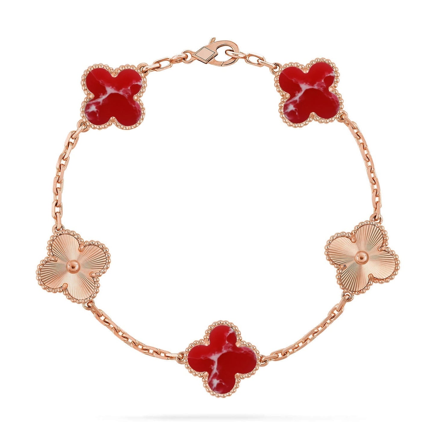 CLOVER 5 MOTIF RED PATTERN BRACELET COLLECTION