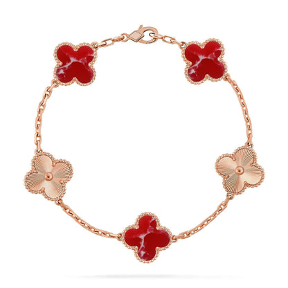CLOVER 5 MOTIF RED PATTERN BRACELET COLLECTION