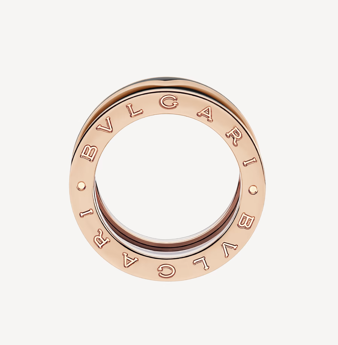 LUXEIFY ZERO 1 TWO-BAND WITH MATTE BLACK CERAMIC PINK GOLD RING