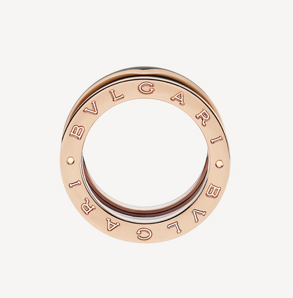 LUXEIFY ZERO 1 TWO-BAND WITH MATTE BLACK CERAMIC PINK GOLD RING