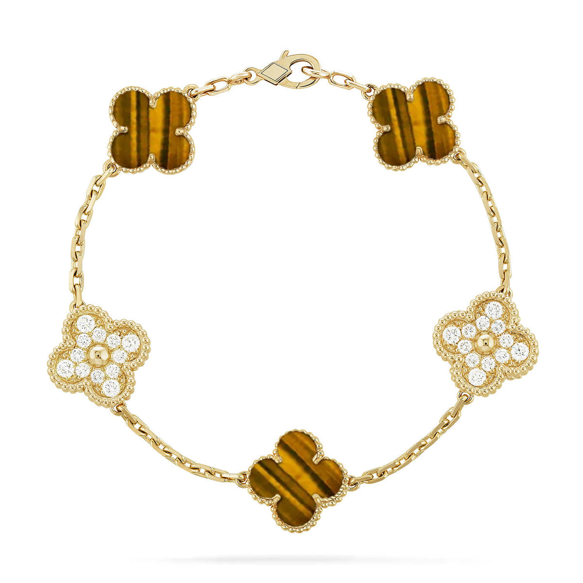 CLOVER 5 MOTIFS TIGER EYE BRACELET COLLECTION