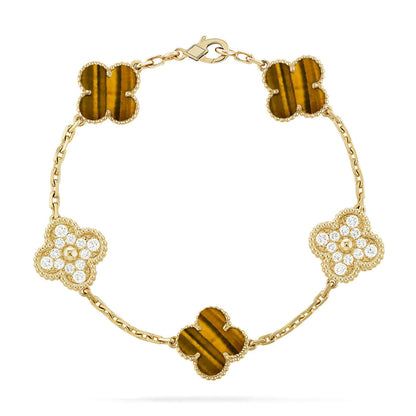 CLOVER 5 MOTIFS TIGER EYE BRACELET COLLECTION