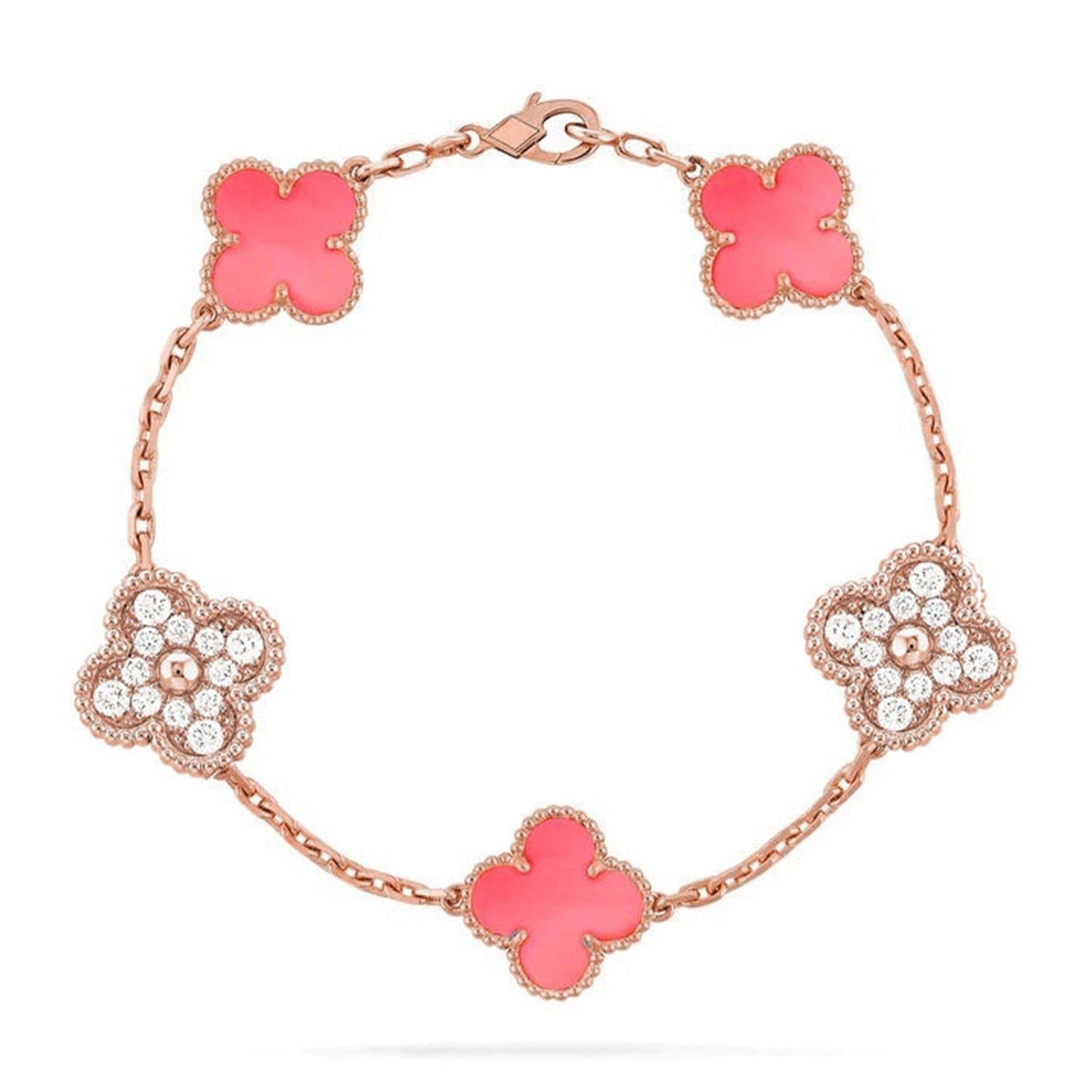 CLOVER 5 MOTIFS  PINK MOP BRACELET COLLECTION