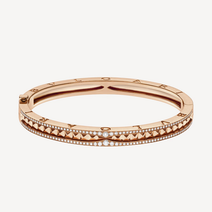 LUXEIFY ZERO 1 SPIRAL AND PAVED DIAMOND PINK GOLD BRACELET