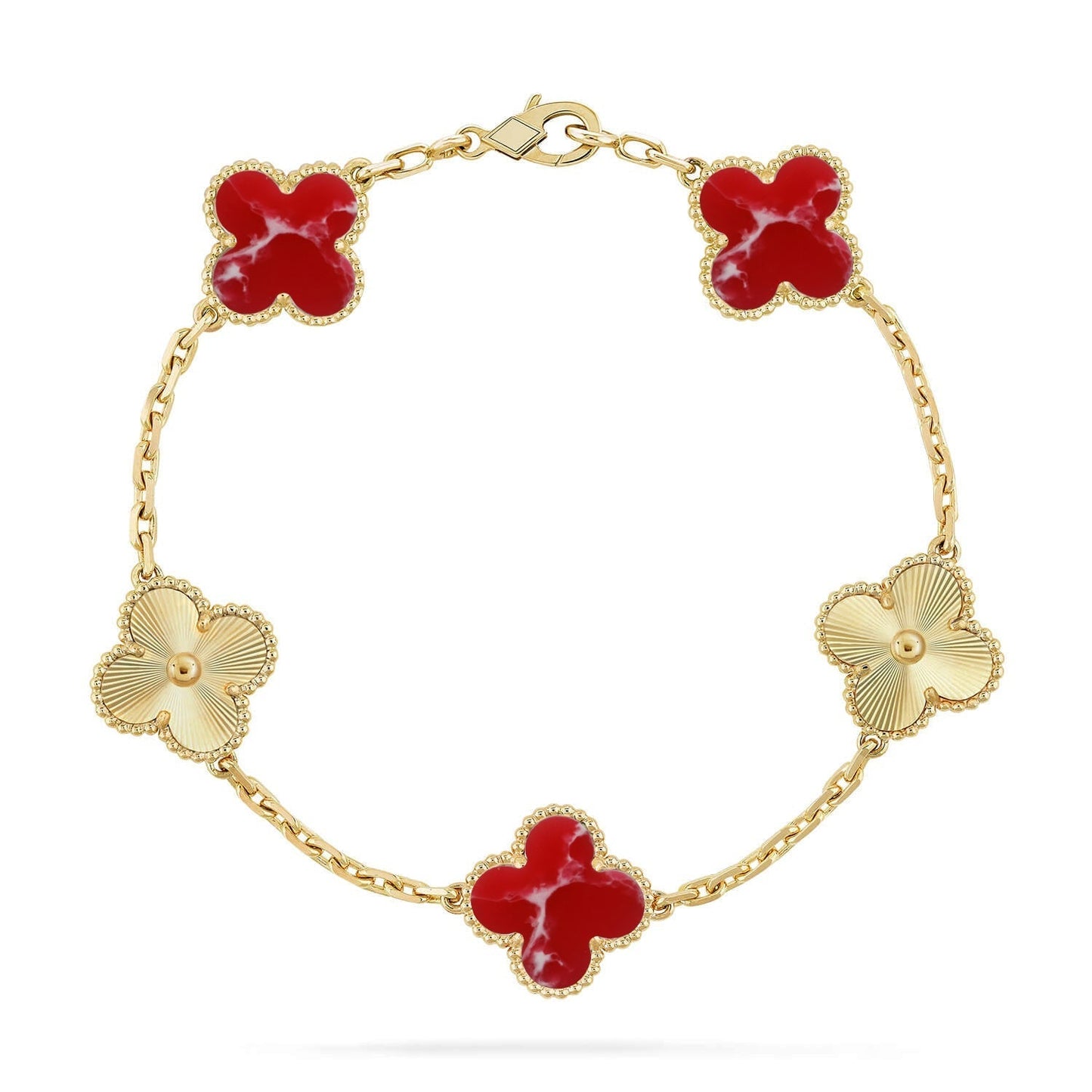 CLOVER 5 MOTIF RED PATTERN BRACELET COLLECTION