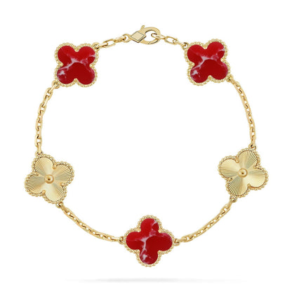 CLOVER 5 MOTIF RED PATTERN BRACELET COLLECTION