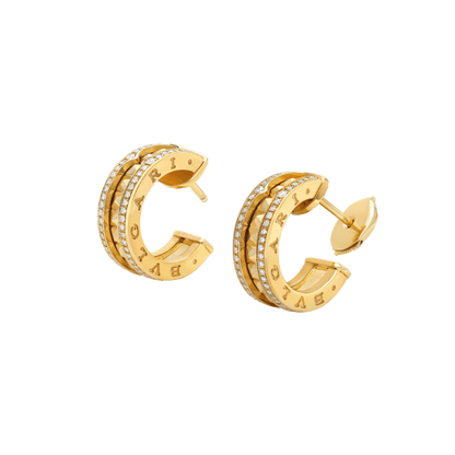 LUXEIFY ZERO 1 ROCK GOLD EARRINGS WITH STUDDED SPIRAL AND PAVED DIAMONDS