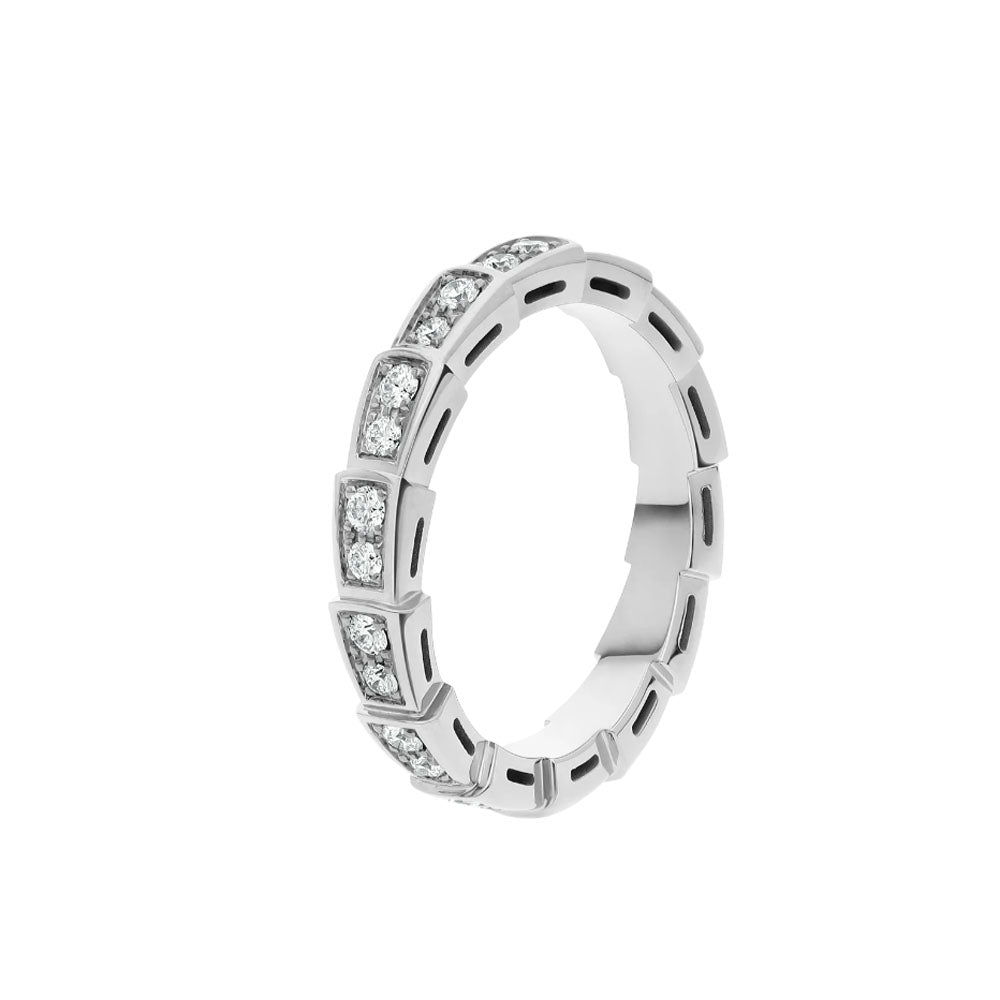 LUXEIFY SERPENTI RING SILVER DIAMOND PAVED 3MM