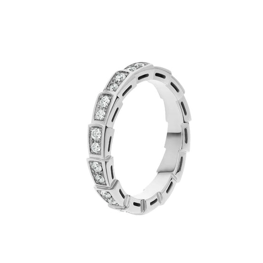 LUXEIFY SERPENTI RING SILVER DIAMOND PAVED 3MM