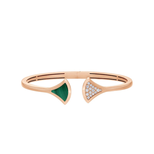 LUXEIFY DREAM BRACELET OPEN MALACHITE PINK GOLD