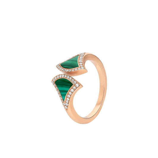 LUXEIFY DREAM MALACHITE DIAMOND OPEN RING