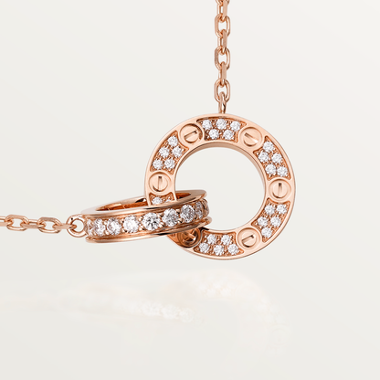 LUXEIFY LOVE 7.6MM NECKLACE ROSE GOLD AND SILVER  FULL DIAMOND