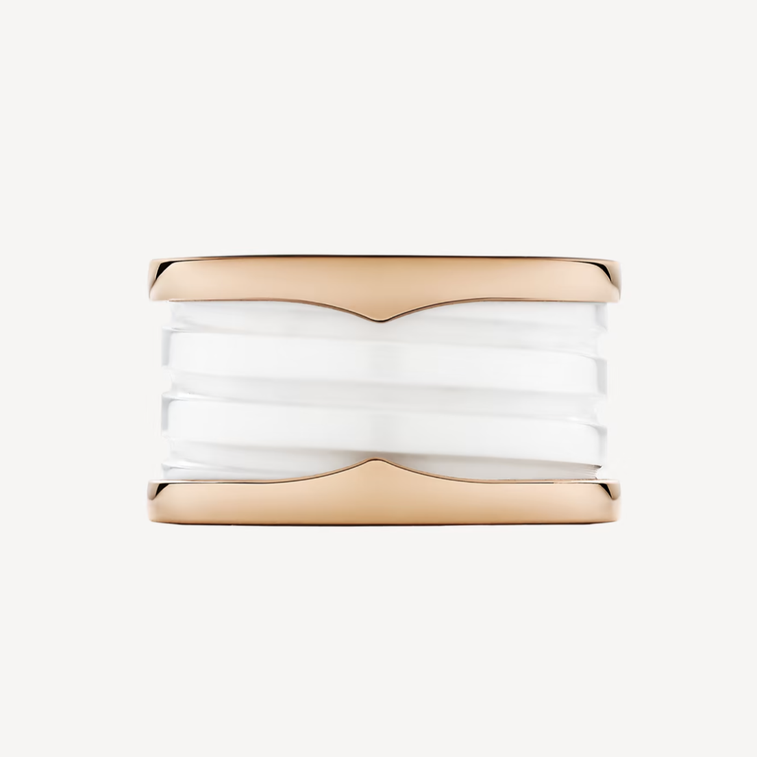 LUXEIFY ZERO 1 FOUR-BAND LOOPS AND WHITE CERAMIC SPIRAL PINK GOLD RING