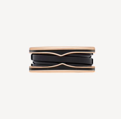 LUXEIFY ZERO 1 TWO-BAND WITH MATTE BLACK CERAMIC PINK GOLD RING