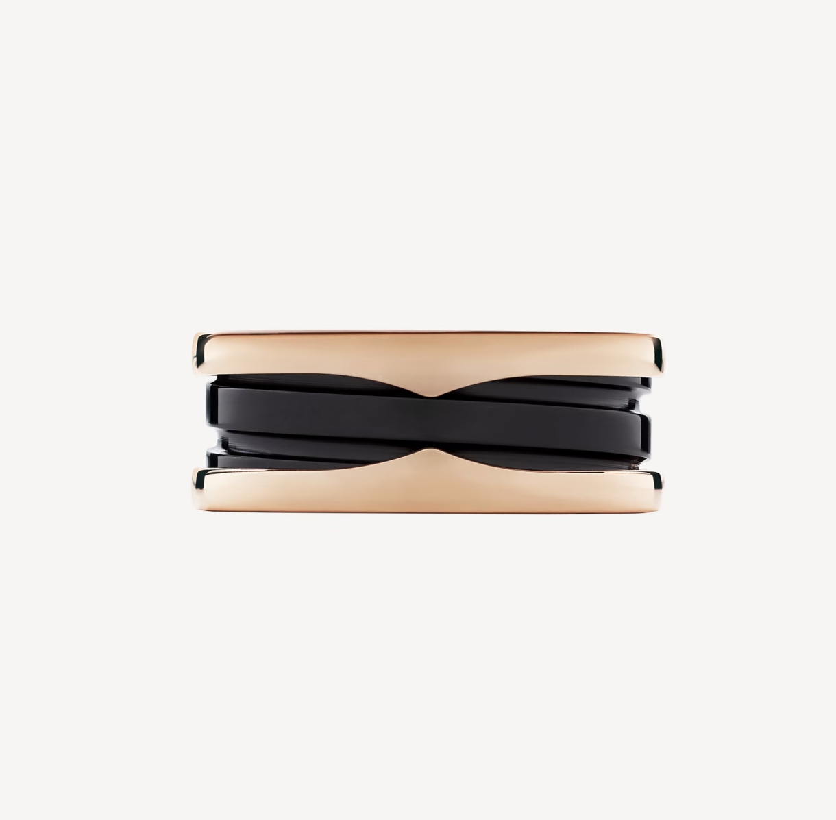 LUXEIFY ZERO 1 TWO-BAND LOOPS AND BLACK CERAMIC PINK GOLD RING