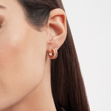 LUXEIFY ZERO 1 ROCK GOLD EARRINGS WITH STUDDED SPIRAL AND PAVED DIAMONDS