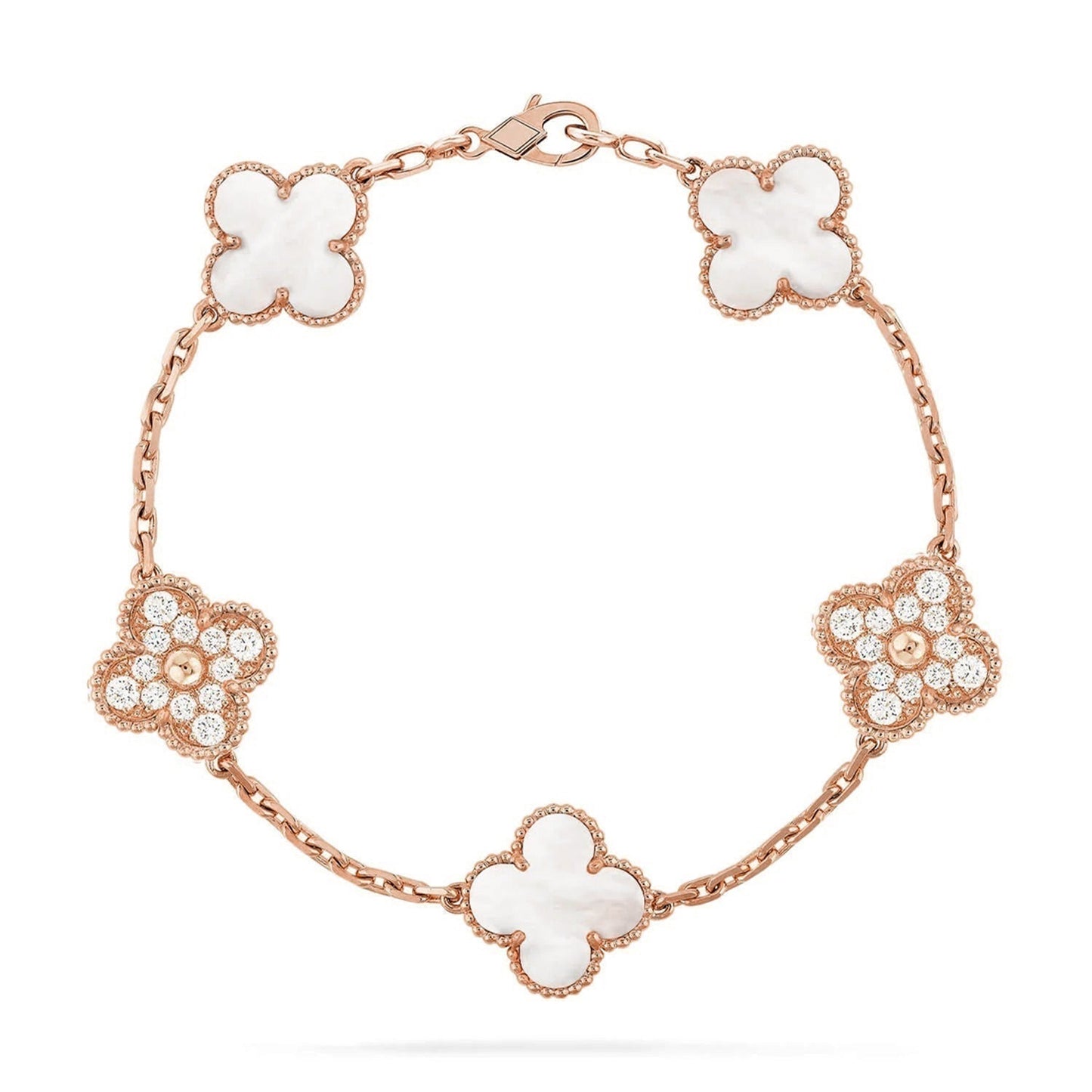 CLOVER WHITE PEARL MOP 5 MOTIF BRACELET COLLECTION