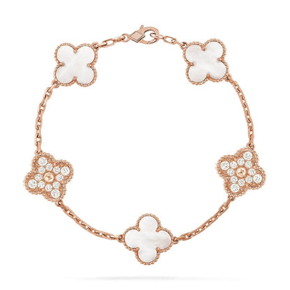 CLOVER WHITE PEARL MOP 5 MOTIF BRACELET COLLECTION
