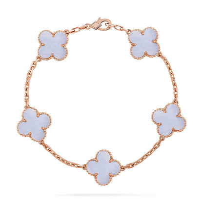 CLOVER 5 MOTIF PURPLE CHALCEDONY BRACELET COLLECTION