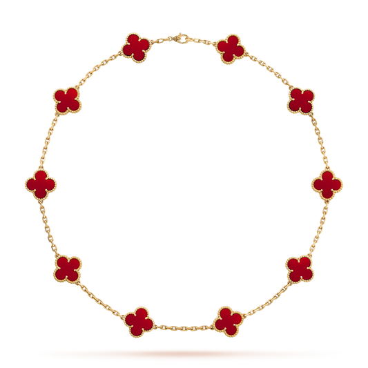 CLOVER 10 MOTIFS CARNELIAN NECKLACE