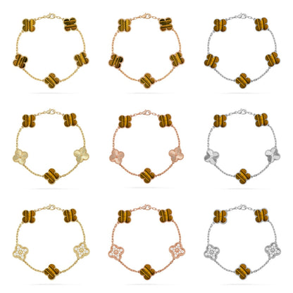 CLOVER 5 MOTIFS TIGER EYE BRACELET COLLECTION