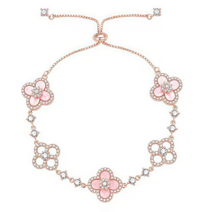 CLOVER 5 MOTIF PINK BLUE RED WHITE BRACELET