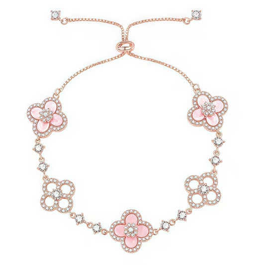CLOVER 5 MOTIF PINK BLUE RED WHITE BRACELET