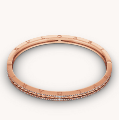 LUXEIFY ZERO 1 SPIRAL AND PAVED DIAMOND PINK GOLD BRACELET