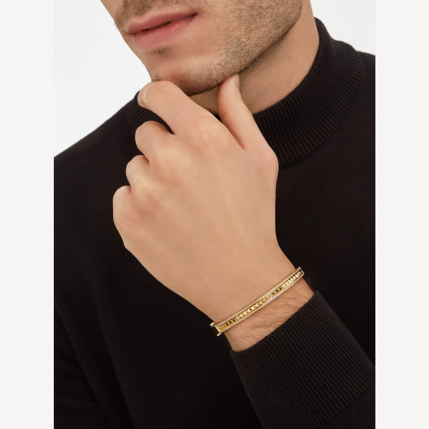 LUXEIFY ZERO 1 SPIRAL AND PAVED DIAMOND GOLD BRACELET