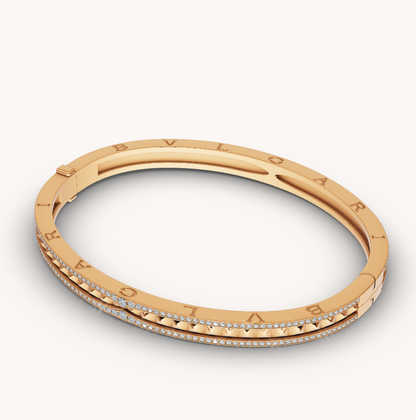 LUXEIFY ZERO 1 SPIRAL AND PAVED DIAMOND GOLD BRACELET