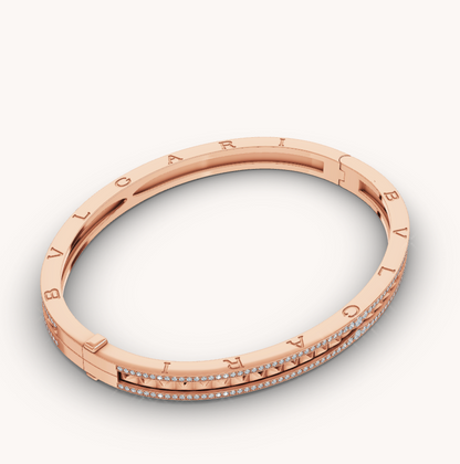 LUXEIFY ZERO 1 SPIRAL AND PAVED DIAMOND PINK GOLD BRACELET