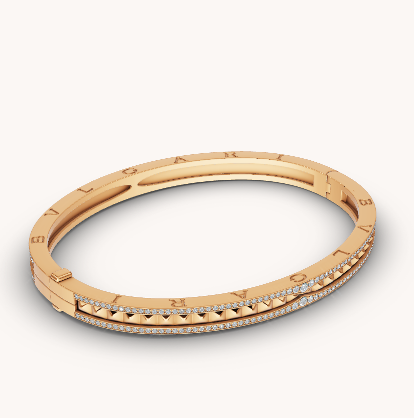 LUXEIFY ZERO 1 SPIRAL AND PAVED DIAMOND GOLD BRACELET