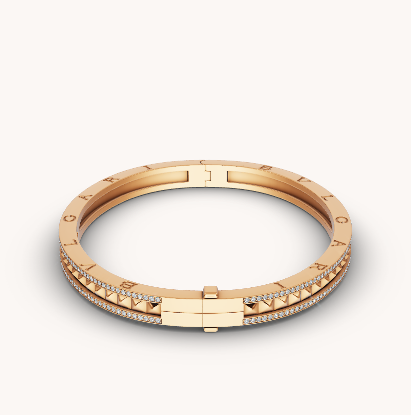LUXEIFY ZERO 1 SPIRAL AND PAVED DIAMOND GOLD BRACELET