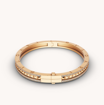 LUXEIFY ZERO 1 SPIRAL AND PAVED DIAMOND GOLD BRACELET