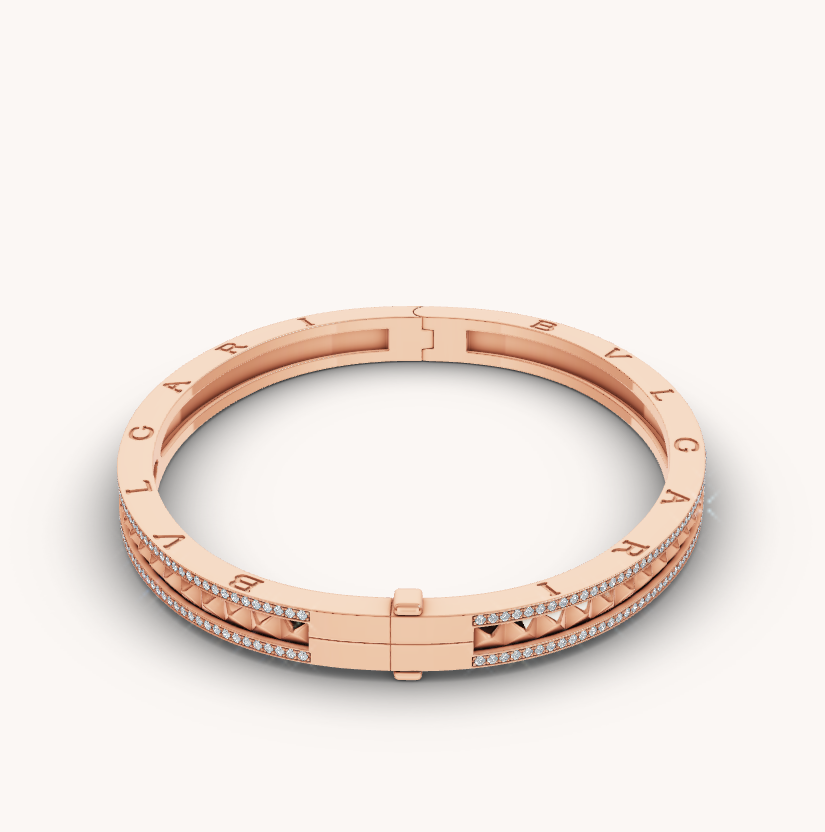 LUXEIFY ZERO 1 SPIRAL AND PAVED DIAMOND PINK GOLD BRACELET
