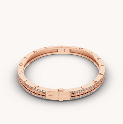 LUXEIFY ZERO 1 SPIRAL AND PAVED DIAMOND PINK GOLD BRACELET