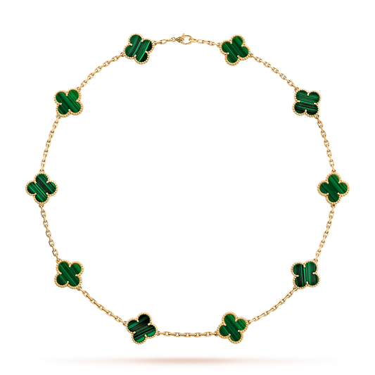 CLOVER 10 MOTIFS MALACHITE NECKLACE