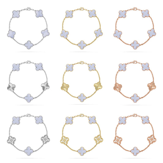 CLOVER 5 MOTIF PURPLE CHALCEDONY BRACELET COLLECTION