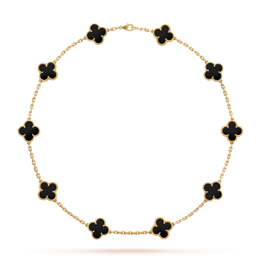 CLOVER 10 MOTIFS ONYX NECKLACE